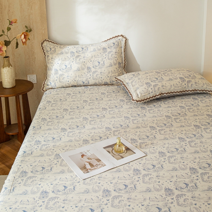 91家纺网 家纺一手货源 找家纺 优米家纺 2026新款棉麻印花床单单件床单单品 以梦为马