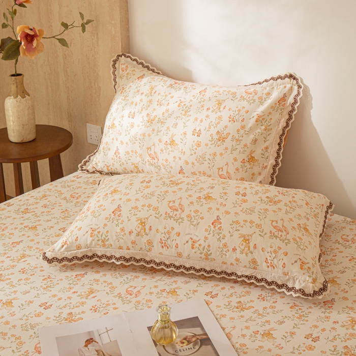 91家纺网 家纺一手货源 找家纺 优米家纺 2026新款棉麻印花床单单件床单单品 七彩童话