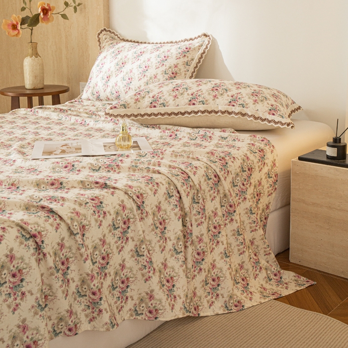 91家纺网 家纺一手货源 找家纺 优米家纺 2026新款棉麻印花床单单件床单单品 花熙