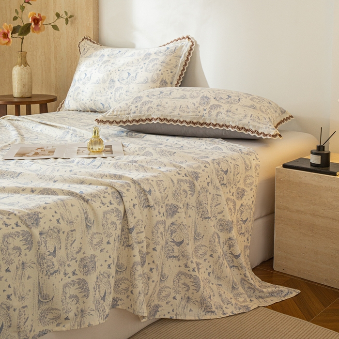 91家纺网 家纺一手货源 找家纺 优米家纺 2026新款棉麻印花床单单件床单单品 以梦为马