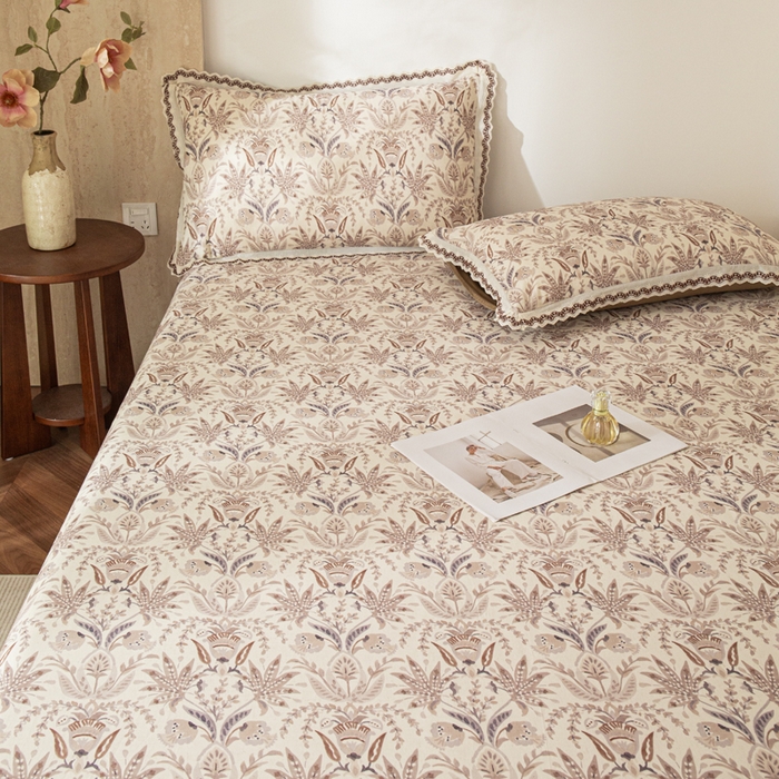 91家纺网 家纺一手货源 找家纺 优米家纺 2026新款棉麻印花床单单件床单单品 晨雾柔纱