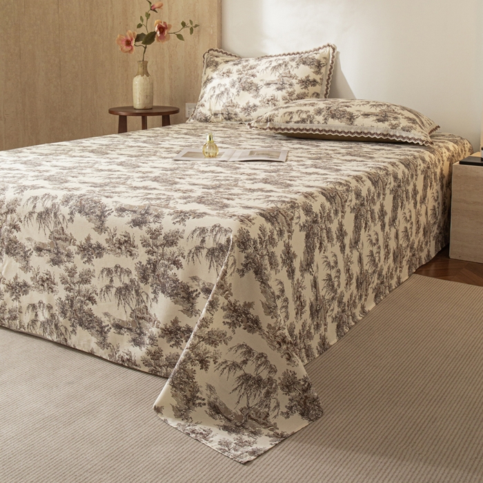 91家纺网 家纺一手货源 找家纺 优米家纺 2026新款棉麻印花床单单件床单单品 光年之外