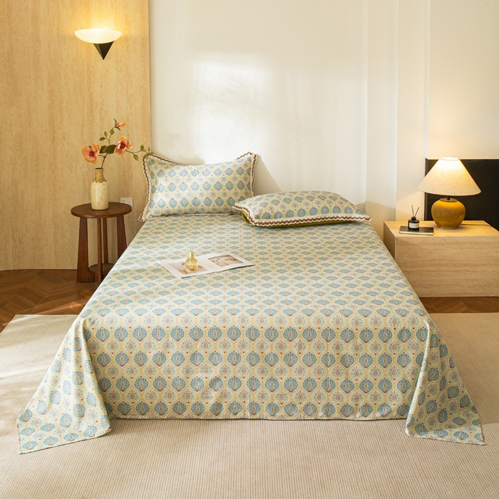 91家纺网 家纺一手货源 找家纺 优米家纺 2026新款棉麻印花床单单件床单单品 云思木想