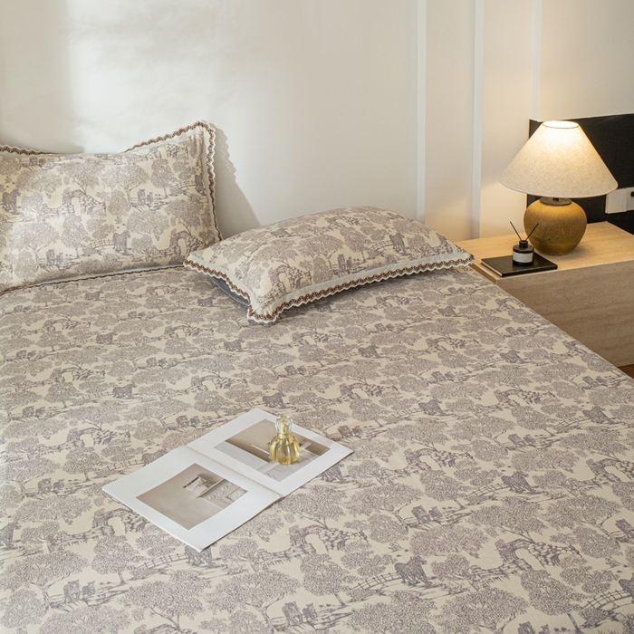 91家纺网 家纺一手货源 找家纺 优米家纺 2026新款棉麻印花床单单件床单单品 夜曲