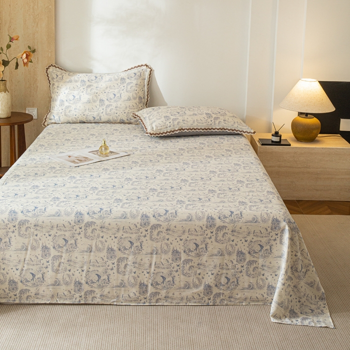 91家纺网 家纺一手货源 找家纺 优米家纺 2026新款棉麻印花床单单件床单单品 以梦为马