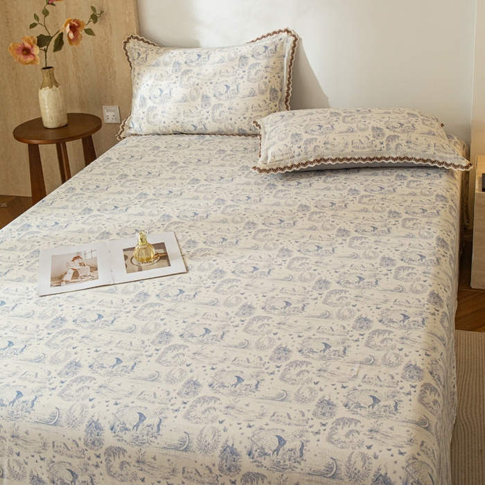 91家纺网 家纺一手货源 找家纺 优米家纺 2026新款棉麻印花床单单件床单单品 以梦为马