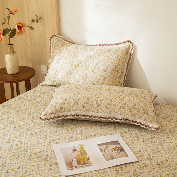 91家纺网 家纺一手货源 找家纺 优米家纺 2026新款棉麻印花床单单件床单单品 蔓叶森语