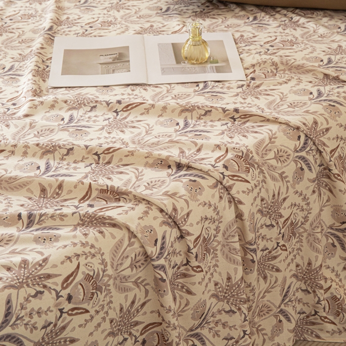 91家纺网 家纺一手货源 找家纺 优米家纺 2026新款棉麻印花床单单件床单单品 晨雾柔纱