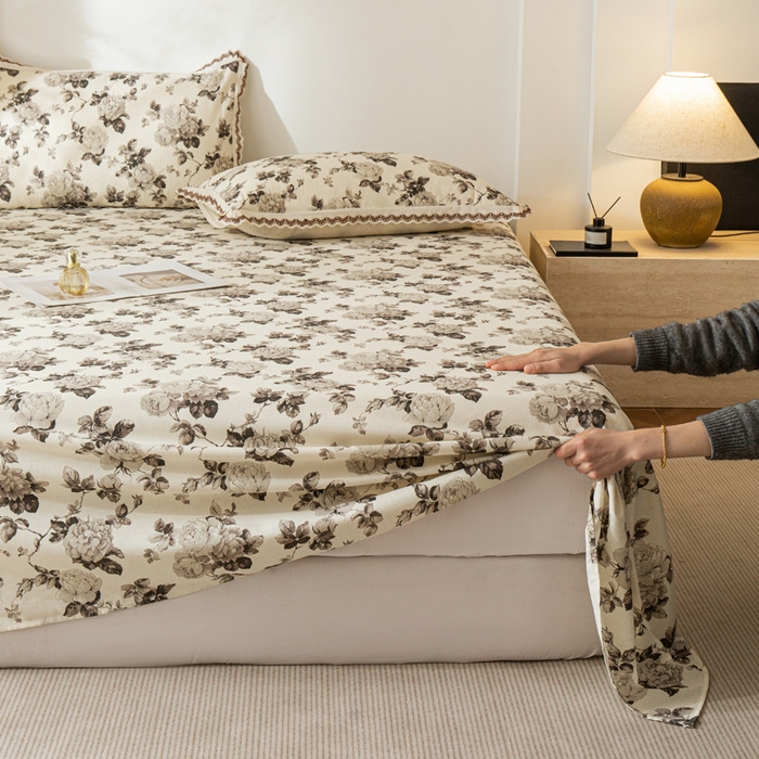 91家纺网 家纺一手货源 找家纺 优米家纺 2026新款棉麻印花床单单件床单单品 月光纱