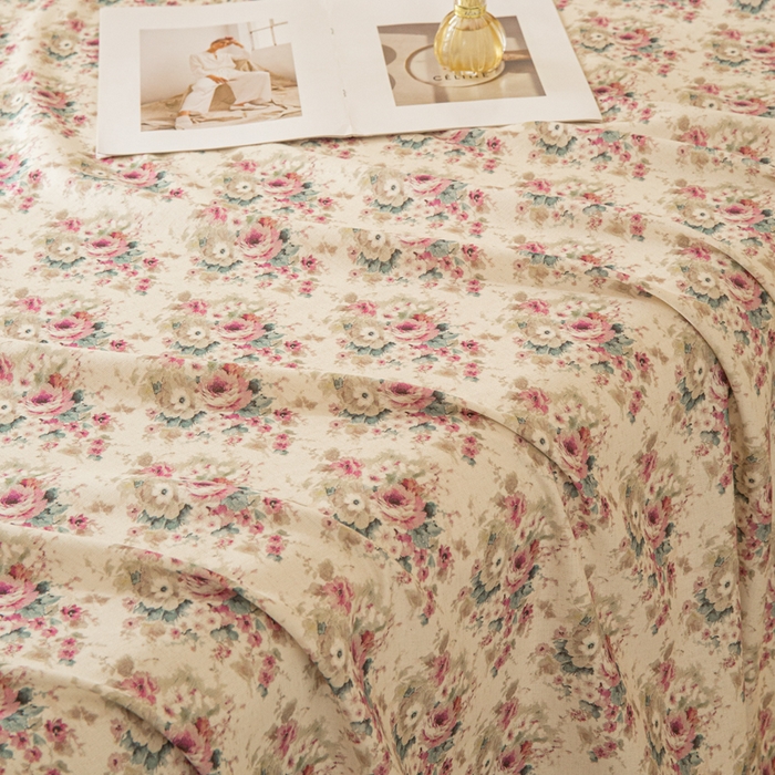 91家纺网 家纺一手货源 找家纺 优米家纺 2026新款棉麻印花床单单件床单单品 花熙