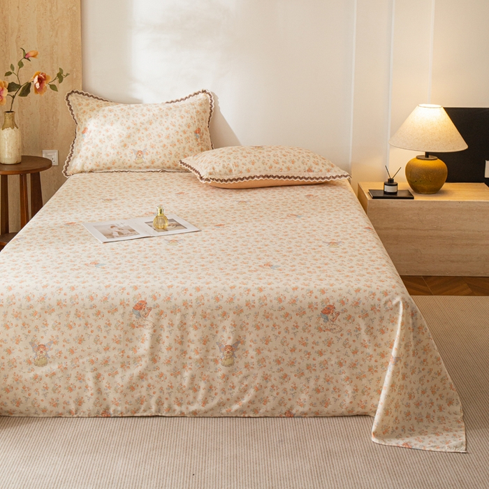 91家纺网 家纺一手货源 找家纺 优米家纺 2026新款棉麻印花床单单件床单单品 精灵仙子