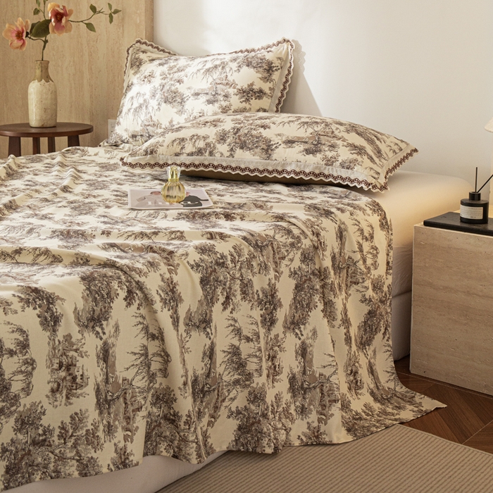 91家纺网 家纺一手货源 找家纺 优米家纺 2026新款棉麻印花床单单件床单单品 光年之外