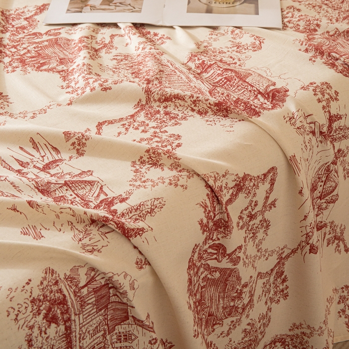 91家纺网 家纺一手货源 找家纺 优米家纺 2026新款棉麻印花床单单件床单单品 香韵满园