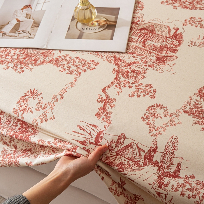 91家纺网 家纺一手货源 找家纺 优米家纺 2026新款棉麻印花床单单件床单单品 香韵满园