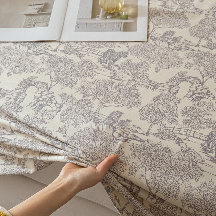 91家纺网 家纺一手货源 找家纺 优米家纺 2026新款棉麻印花床单单件床单单品 夜曲