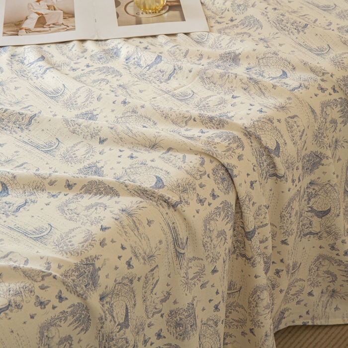 91家纺网 家纺一手货源 找家纺 优米家纺 2026新款棉麻印花床单单件床单单品 以梦为马