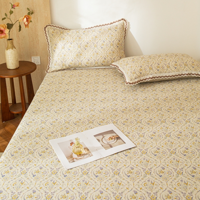 91家纺网 家纺一手货源 找家纺 优米家纺 2026新款棉麻印花床单单件床单单品 蔓叶森语