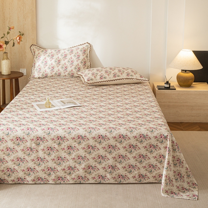 91家纺网 家纺一手货源 找家纺 优米家纺 2026新款棉麻印花床单单件床单单品 花熙