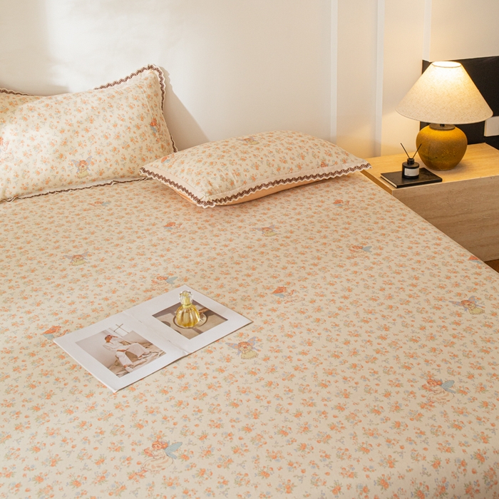 91家纺网 家纺一手货源 找家纺 优米家纺 2026新款棉麻印花床单单件床单单品 精灵仙子