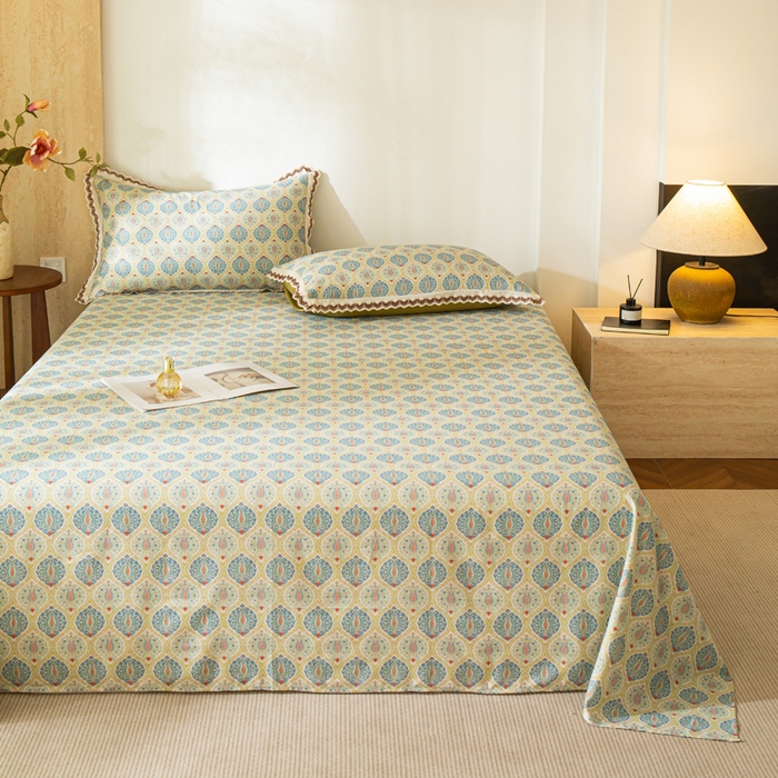 91家纺网 家纺一手货源 找家纺 优米家纺 2026新款棉麻印花床单单件床单单品 云思木想