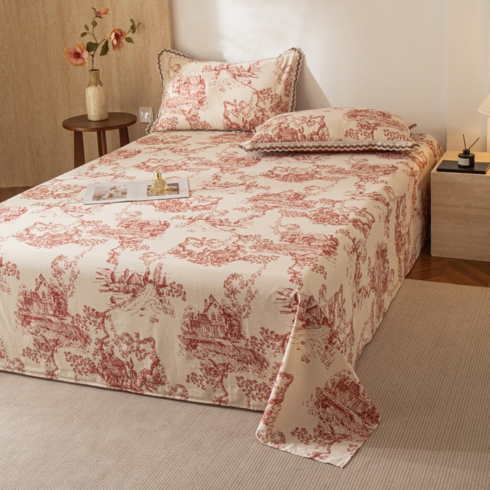 优米家纺 2026新款棉麻印花床单单件床单单品 香韵满园