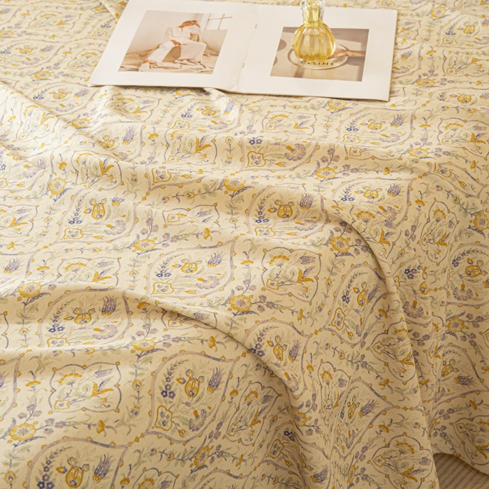 91家纺网 家纺一手货源 找家纺 优米家纺 2026新款棉麻印花床单单件床单单品 蔓叶森语