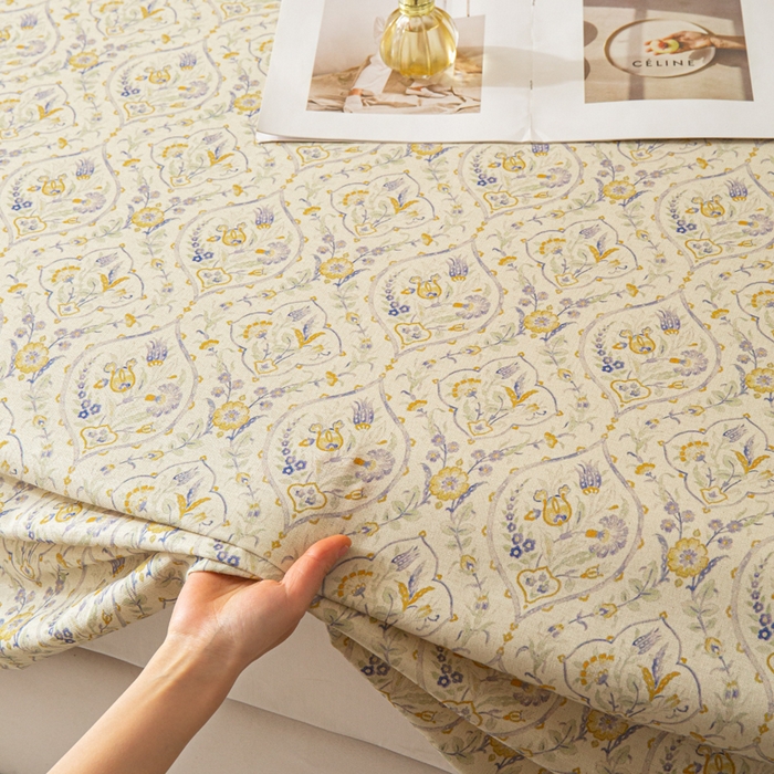 91家纺网 家纺一手货源 找家纺 优米家纺 2026新款棉麻印花床单单件床单单品 蔓叶森语