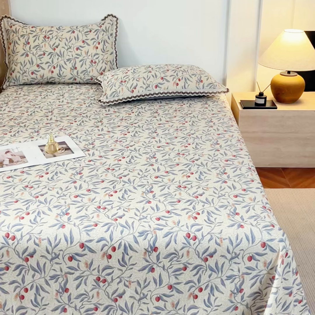 91家纺网 家纺一手货源 找家纺 优米家纺 2026新款棉麻印花床单单件床单单品 热带汐语