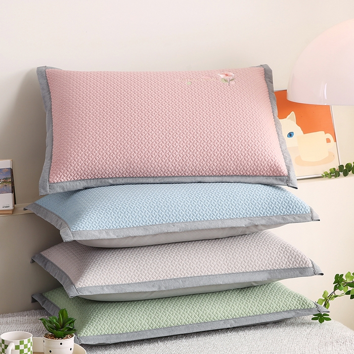 91家纺网 家纺一手货源 找家纺 （总）小牛席业 2026新款鲜花刺绣冷感豆豆枕套单枕套枕套单件