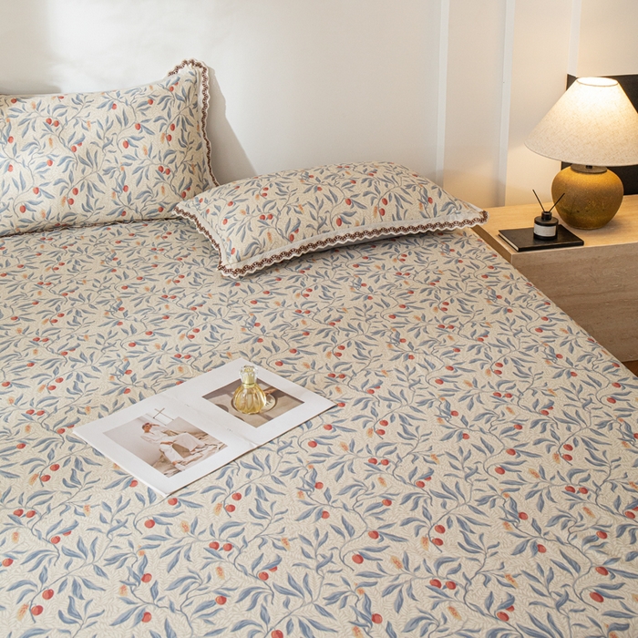 91家纺网 家纺一手货源 找家纺 优米家纺 2026新款棉麻印花床单单件床单单品 热带汐语