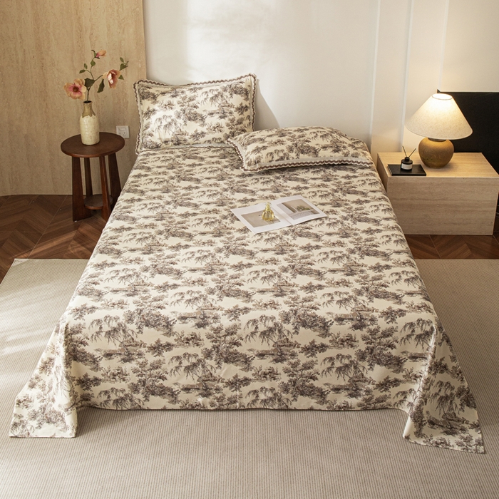 91家纺网 家纺一手货源 找家纺 优米家纺 2026新款棉麻印花床单单件床单单品 光年之外