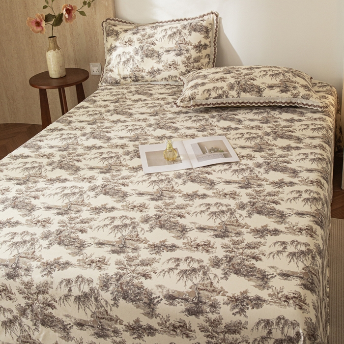 91家纺网 家纺一手货源 找家纺 优米家纺 2026新款棉麻印花床单单件床单单品 光年之外