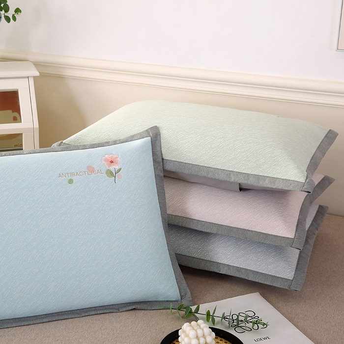 小牛席业 2026新款鲜花刺绣凉感冰丝枕套单枕套枕套单件 组合图 仅供参考