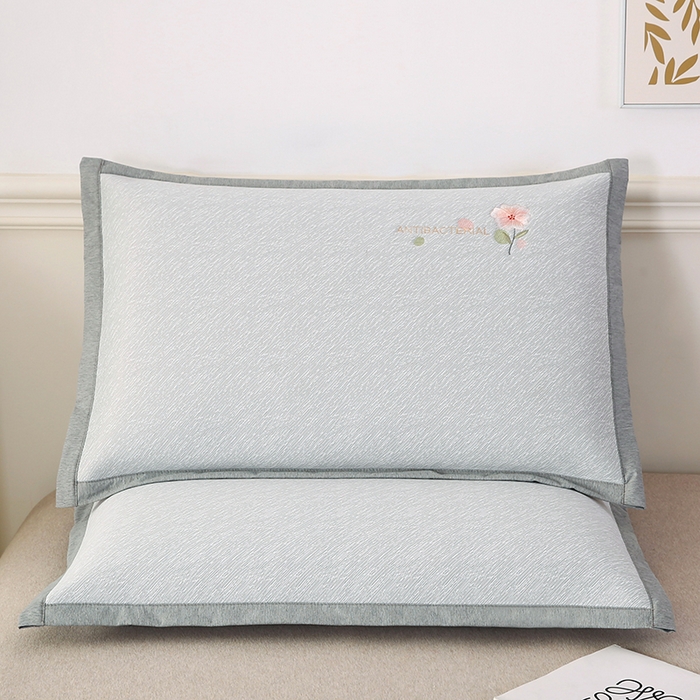 91家纺网 家纺一手货源 找家纺 小牛席业 2026新款鲜花刺绣凉感冰丝枕套单枕套枕套单件 鲜花凉感冰丝枕套-灰色