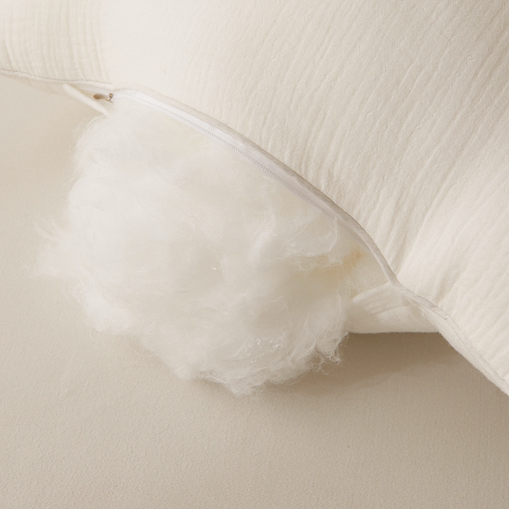 91家纺网 家纺一手货源 找家纺 （总）小桃姐家纺 2025新款日式 全棉纯棉邹邹双层纱枕芯 柔软透气亲肤枕 A类本色枕头芯 枕头枕芯