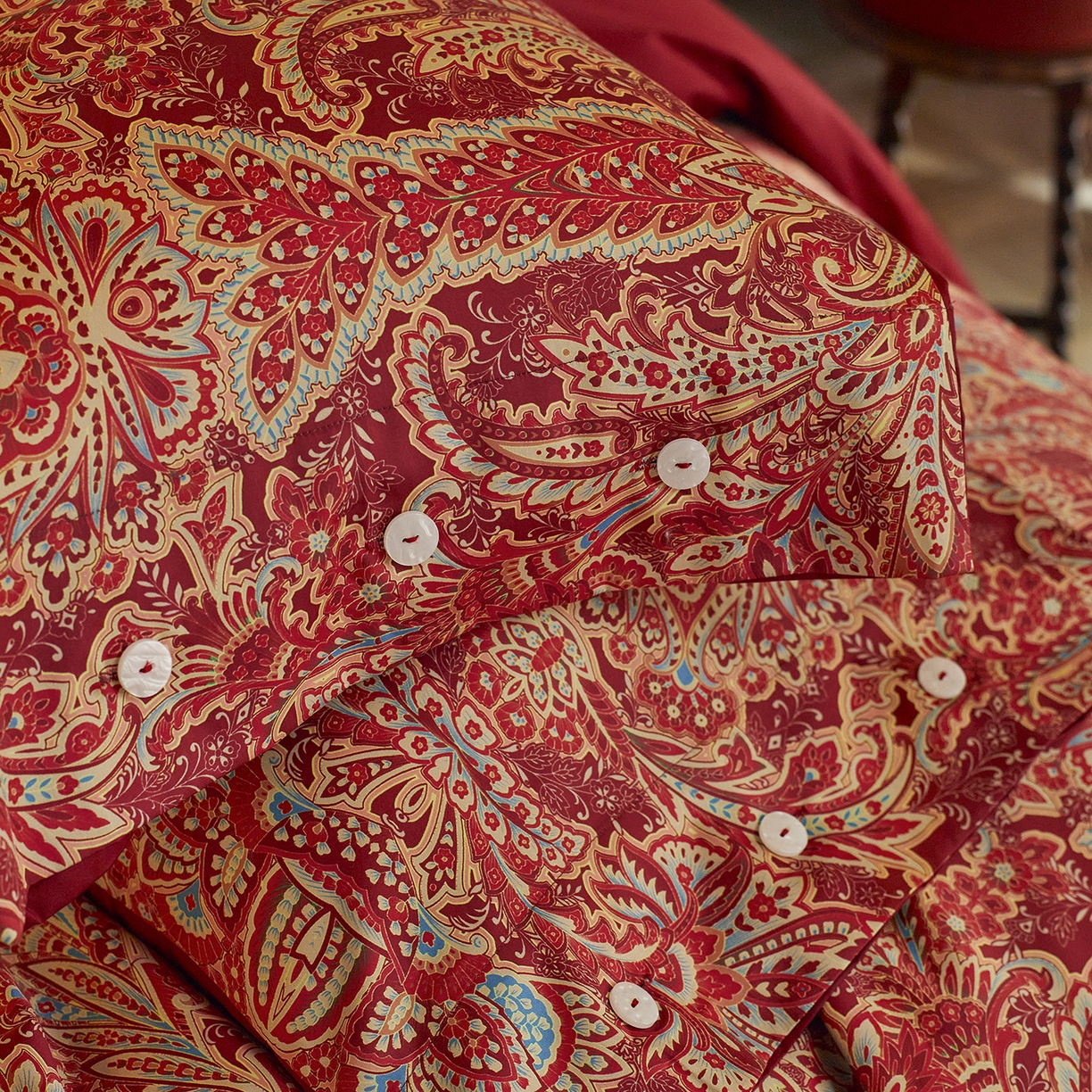 91家纺网 家纺一手货源 找家纺 三味舒屋 2026新款典藏印花婚庆50支双股长绒棉全棉四件套 佩斯利