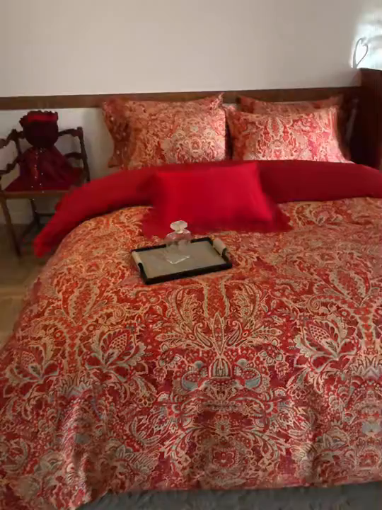 91家纺网 家纺一手货源 找家纺 三味舒屋 2026新款典藏印花婚庆50支双股长绒棉全棉四件套 佩斯利