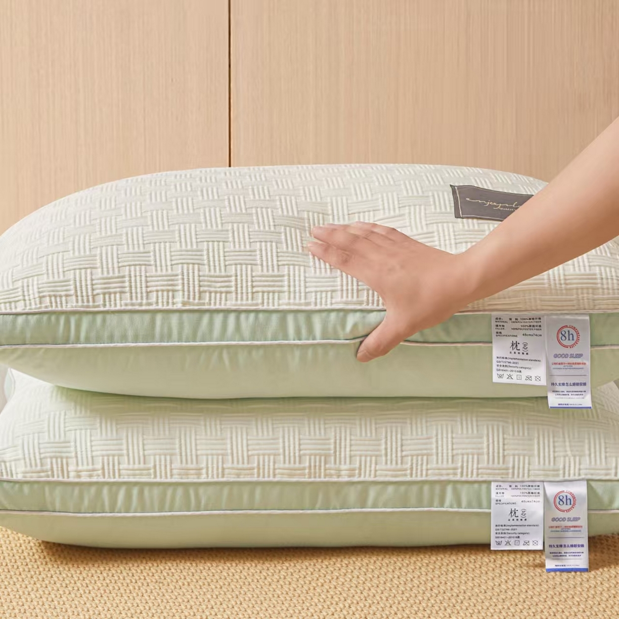 91家纺网 家纺一手货源 找家纺 （总）小桃姐家纺 2025新款针织提花立体枕冲量爆款 高度填充可定制 枕头枕芯