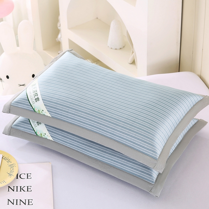 小牛席业 2026新款PE满天星凉感冰丝枕【夏凉枕】枕头枕芯 经典条纹PE-夏凉冰丝枕（蓝色）