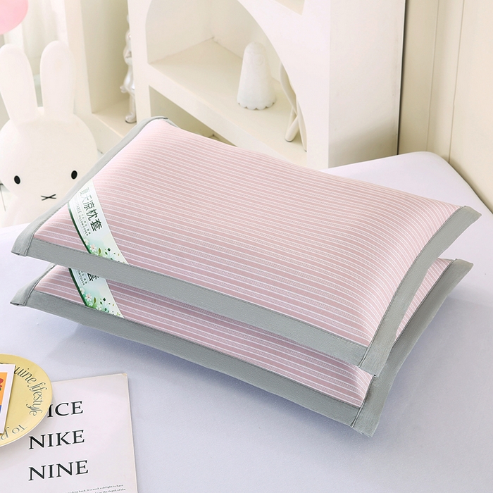 小牛席业 2026新款PE满天星凉感冰丝枕【夏凉枕】枕头枕芯 经典条纹PE-夏凉冰丝枕（粉色）