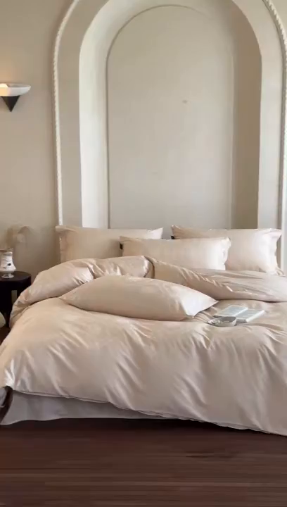 91家纺网 家纺一手货源 找家纺 三味舒屋 2026新款长绒棉全棉提花四件套-恋春系列-场景一 恋春星光