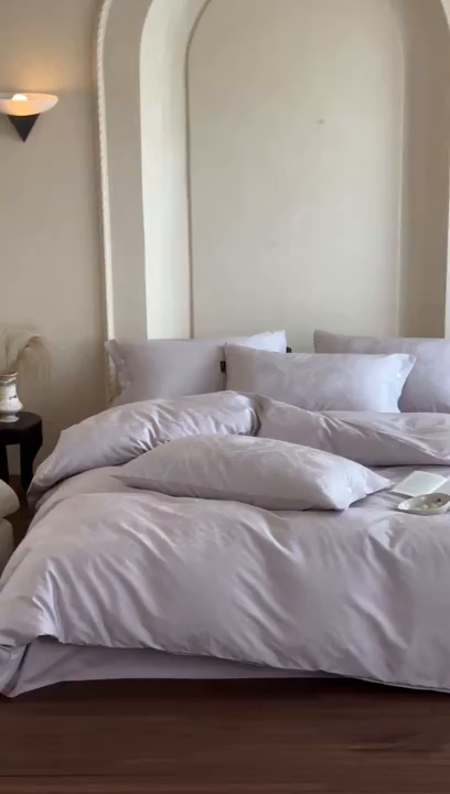 91家纺网 家纺一手货源 找家纺 （总）三味舒屋 2026新款长绒棉全棉提花四件套-恋春系列-场景一