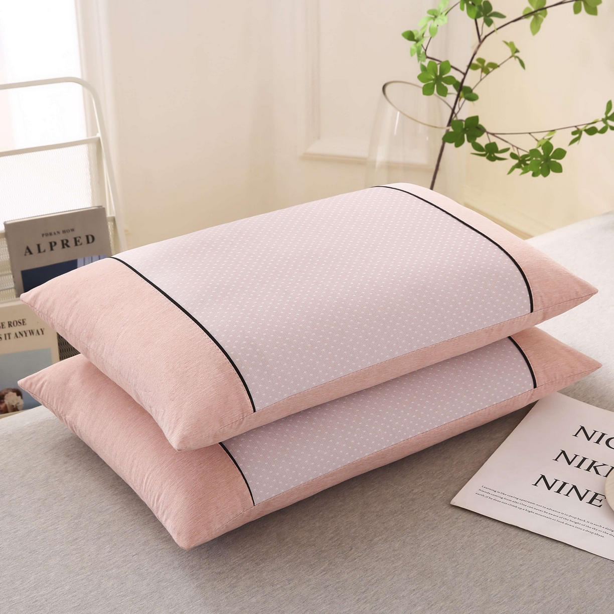 91家纺网 家纺一手货源 找家纺 小牛席业 2026新款PE满天星夏凉【荞麦枕】 粉色