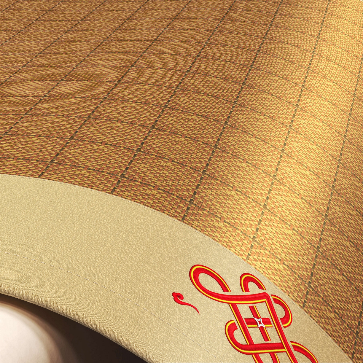 91家纺网 家纺一手货源 找家纺 小桃姐家纺 2025新款舒适艾草刺绣藤席养身席单面席中国风凉席席子 吉祥结-罗马格