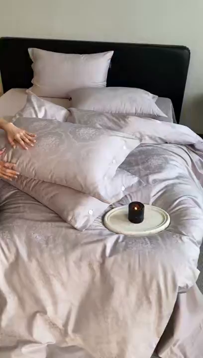 91家纺网 家纺一手货源 找家纺 （总）三味舒屋 2026新款长绒棉全棉提花四件套-恋春系列-场景二