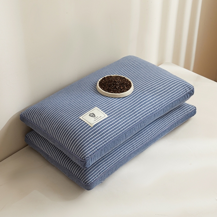 91家纺网 家纺一手货源 找家纺 小桃姐家纺 2025新款日式荞麦枕全棉纯棉水洗棉荞麦枕枕头枕芯 日式全棉荞麦枕-太空蓝