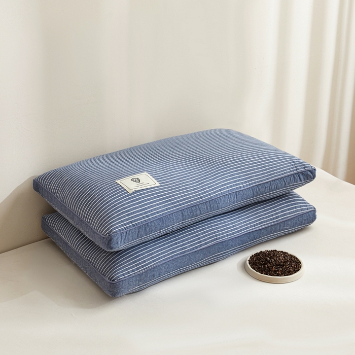 91家纺网 家纺一手货源 找家纺 小桃姐家纺 2025新款日式荞麦枕全棉纯棉水洗棉荞麦枕枕头枕芯 日式全棉荞麦枕-太空蓝