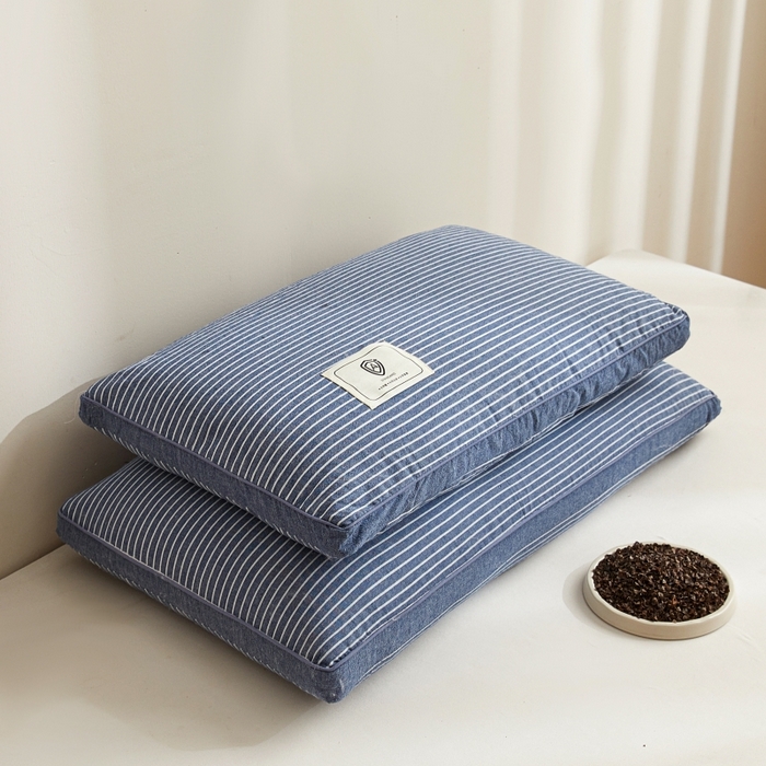 91家纺网 家纺一手货源 找家纺 小桃姐家纺 2025新款日式荞麦枕全棉纯棉水洗棉荞麦枕枕头枕芯 日式全棉荞麦枕-太空蓝