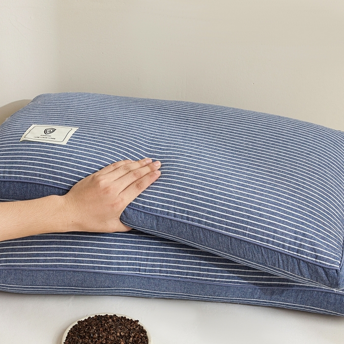 91家纺网 家纺一手货源 找家纺 小桃姐家纺 2025新款日式荞麦枕全棉纯棉水洗棉荞麦枕枕头枕芯 日式全棉荞麦枕-太空蓝