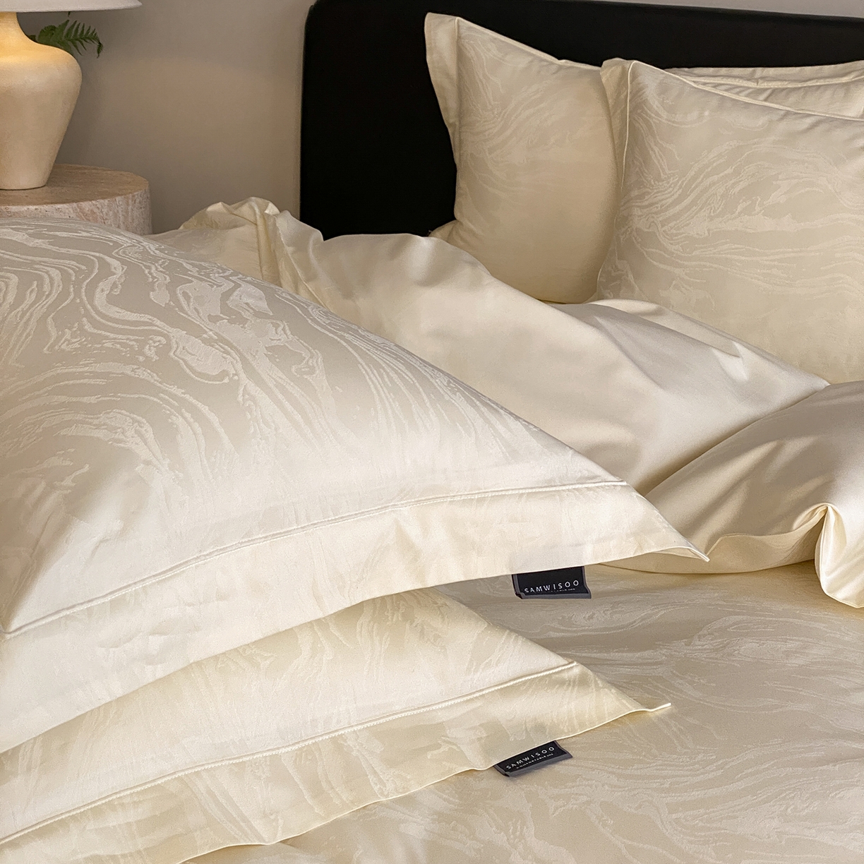 91家纺网 家纺一手货源 找家纺 三味舒屋 2026新款长绒棉全棉提花四件套-鹿汀系列 鹿汀象牙白